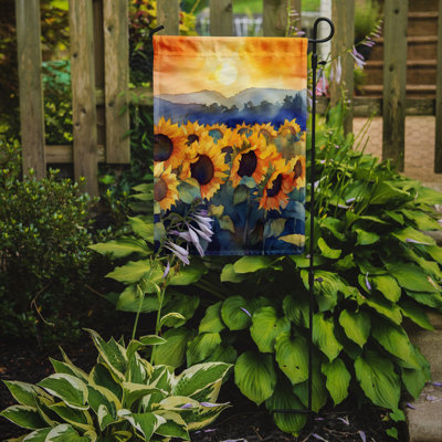 Tournesols dans un drapeau de jardin aquarelle