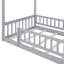 Structure de lit simple en bois avec clôture, pour enfants, adolescents, gris-150929170-150929175