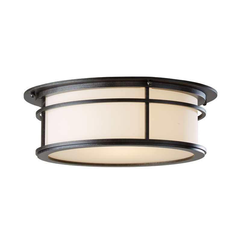 Province 2 - Bulb Outdoor Flush Mount, Black, Opal