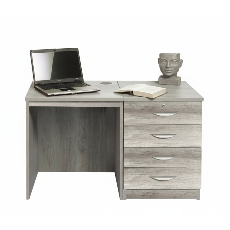 Walshaw Solid Wood Base Writing Desk, Grey Nebraska