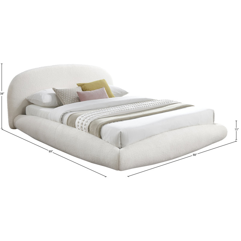 Lit en tissu Genesis, Très grand, Tissu en crème Teddy imitation Shearling