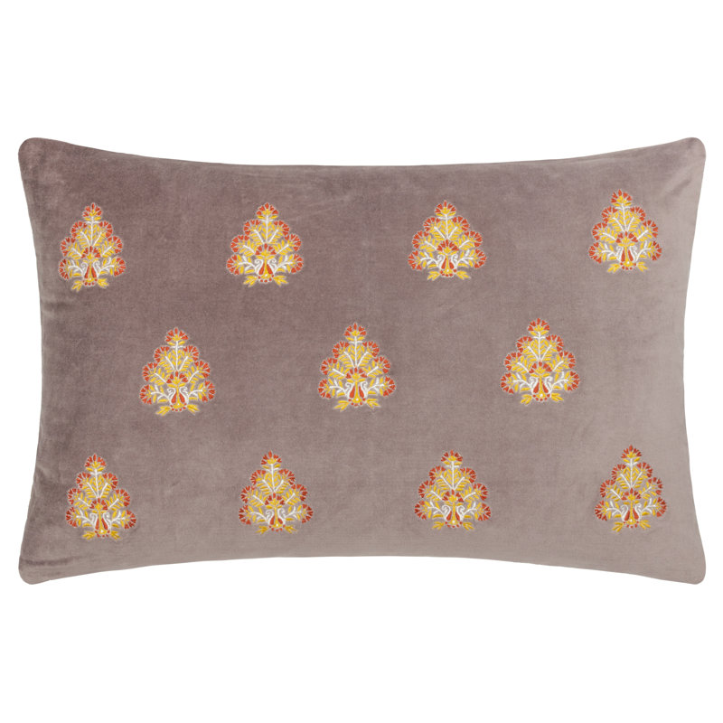 Emrys Floral Rectangular Lumbar Cushion, Taupe