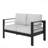 50" All-Weather Aluminum Patio Loveseat With Thick Light Gray Cushions & Black Frame-3505688-3505689