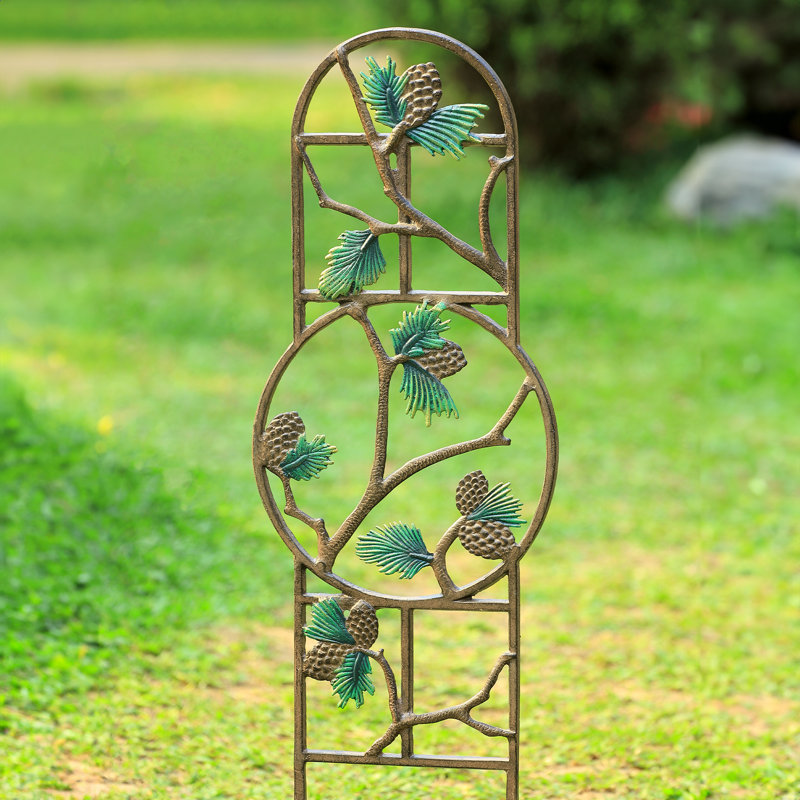 Pinecone and Branch Trellis, Brown/Green