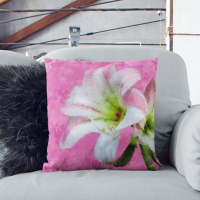 Amaryllis Flower Painting Cushion with Filling