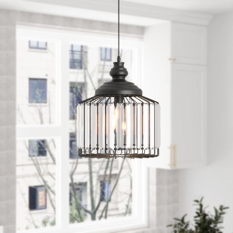 Meltham 1 - Light Single Drum Pendant with Crystal Accents