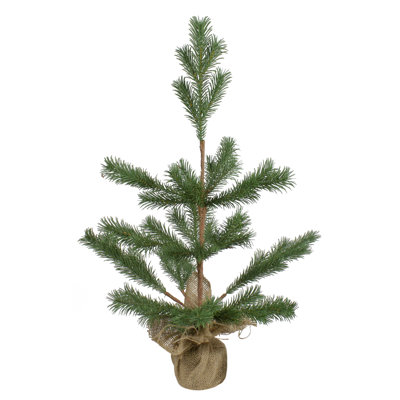 2' Ponderosa Pine Artificial Christmas Tree Jute Base Decoration - Unlit