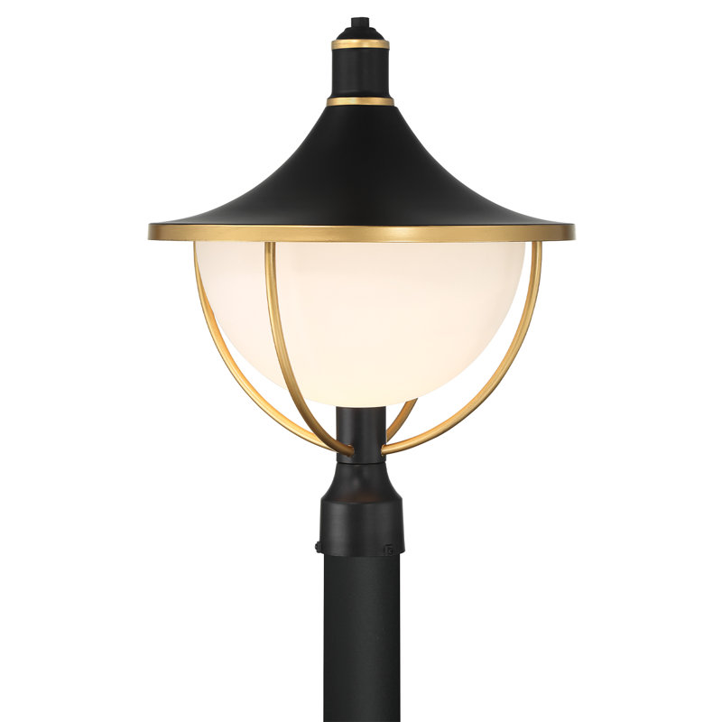 1 Light Matte Black + Textured Gold Outdoor Post