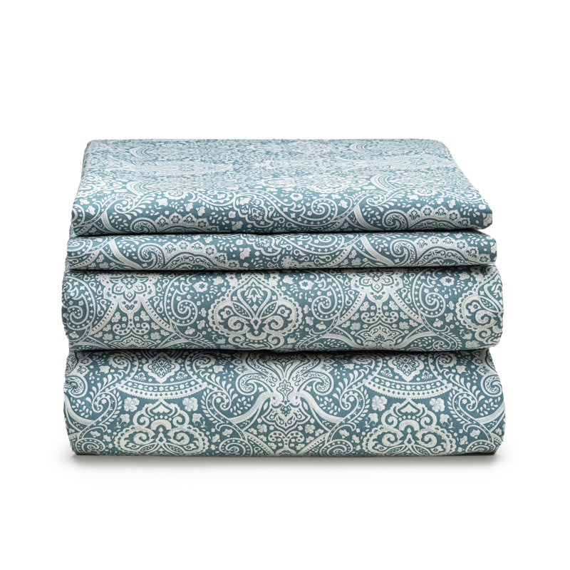 Magnifique ensemble de draps 100% coton, Grand, Bleu sarcelle
