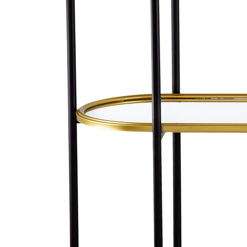 3-Tier Metal Console Table With Mirrored Shelf