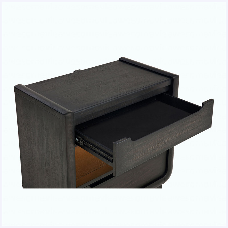 Table de chevet DEL brunie à 2 tiroirs avec ports de chargement USB