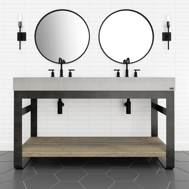 Outland 60'' W Double Vanity, 2 Widespread (3 Holes), Oil Rubbed Bronze, Pewter