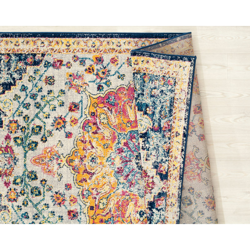 Tapis beige / orange, Rectangulaire 9 pi 8 po x 13 pi 2 po