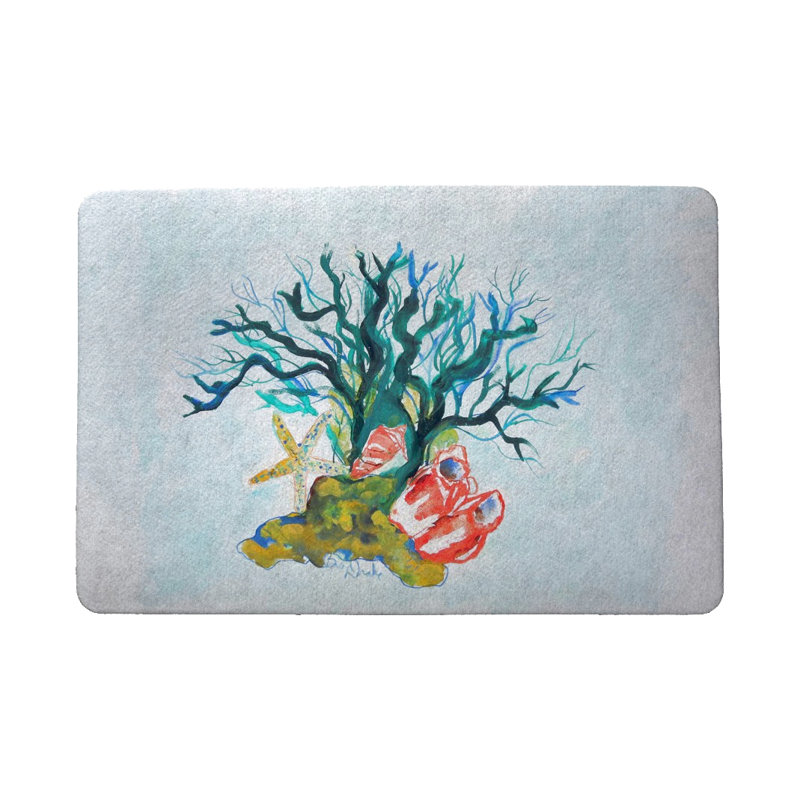Tapis de porte pour l’extérieur antidérapant 18 po x 26 po starfish shells Loucks