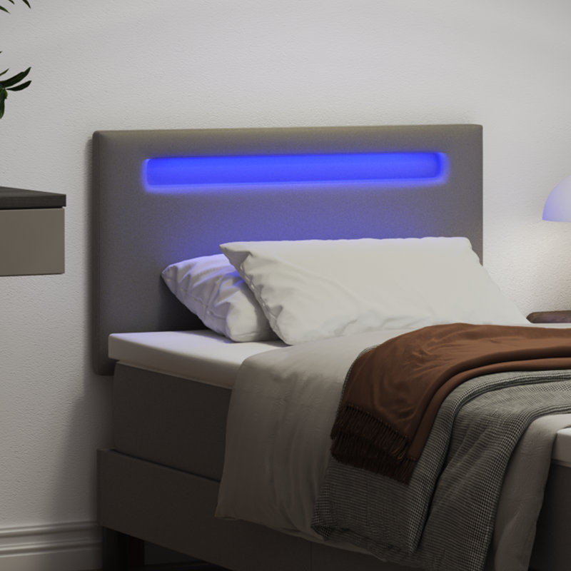 Headboard Plain Design Faux Leather, 100 x 200cm, 98cm H x 100cm W x 5cm D, Grey