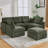 Fintan 85.4" U-Shaped Chenille Sectional Sofa with Movable Ottoman & USB Ports-128837921
