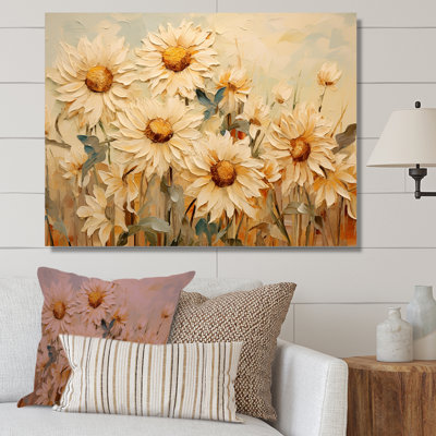 Minimalisme, tournesols beiges efflorescence I sur toile
