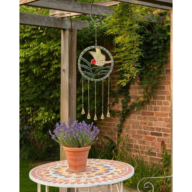 Carillon de vent suspendu avec colibri Vibrant