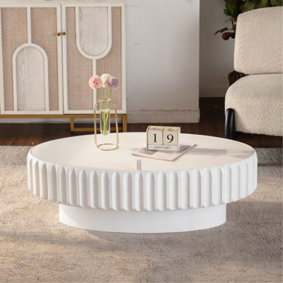 Table de rangement cannelée avec couvercle amovible, texture élégante, parfaite pour la vie moderne