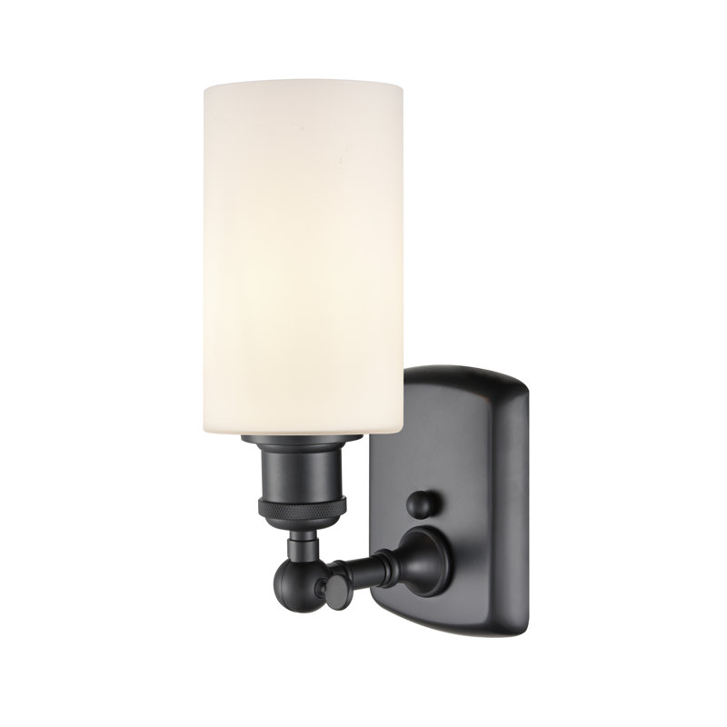 Glessite Armed Sconce, Matte White, Incandescent, Matte Black