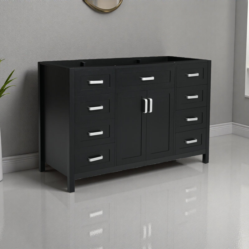 Meuble-lavabo 47 po sans lavabo, armoire seulement, 2 portes et 8 tiroirs, système de fermeture en douceur, conception classique