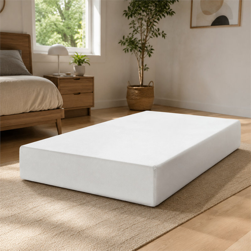 Matelas blanc queen de 15 cm d'épaisseur, matelas en mousse mémoire au thé vert, livré dans une boîte, sans fibre de verre, sommier non inclus