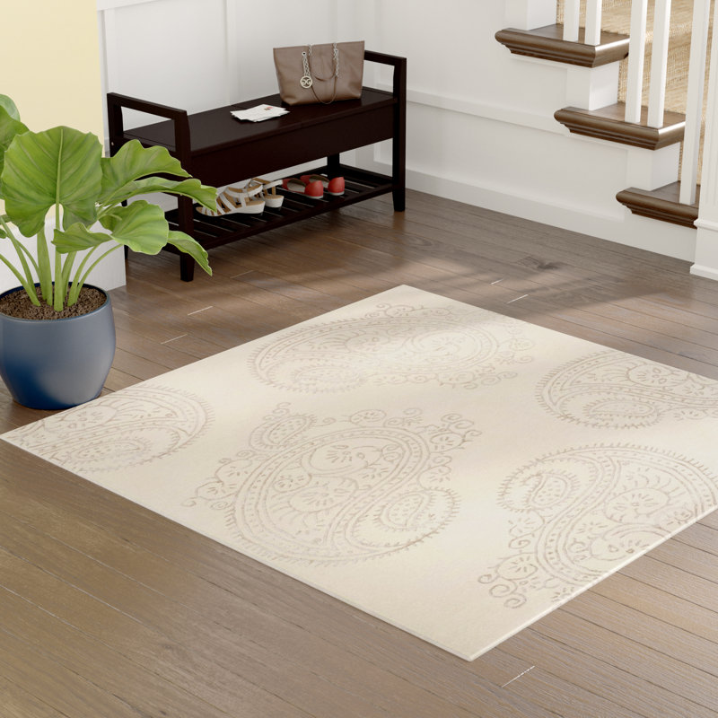 Tapis cachemire en laine et viscose Rudra, Carré 5 pi