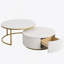 Table basse gigogne moderne cannelée avec tiroir en blanc et or 31,5 po Modern-492743775