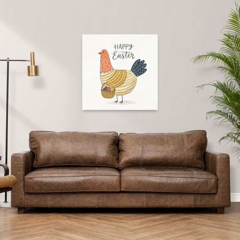 Joyeuses Pâques, impression d'art mural abstrait, fantaisiste, oiseau, printemps, 36" H x 36" W