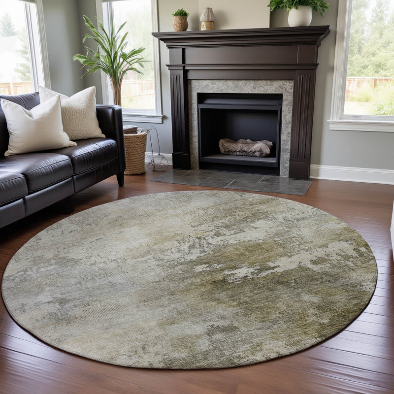 Premium Machine Washable Gurubaksh AMF1158 Abstract Rug, Round 8'