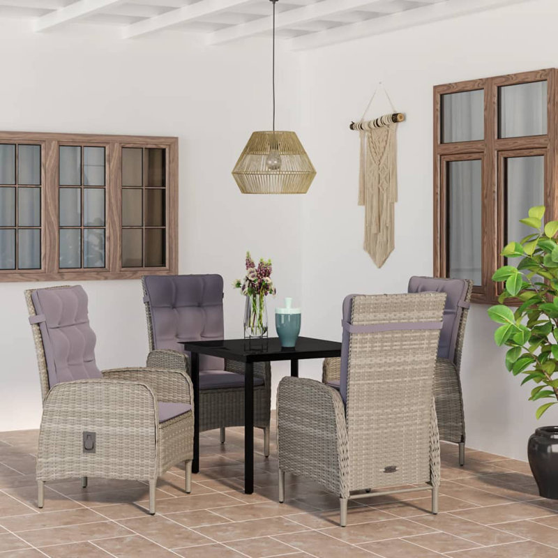 Pattaya Patio Dining Set with Rectangular Table , Cushions Included, Gray, 29.1" H x 31.5" L x 31.5" W, 2