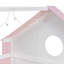 Lit superposé double avec tiroirs et tablettes de rangement, structure moderne en bois bicolore avec bande lumineuse à DEL, blanc et rose-1157206999