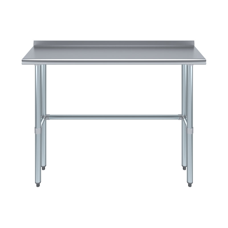 Open Base Stainless Steel Work Table Includes 1.5" backsplash 24 in. W x 36 in. D, 24" x 36"