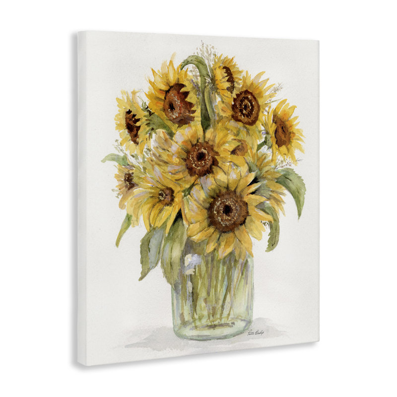 Bouquet de tournesols sur toile d'aquarelle, conception de Patti Bishop, H 40 po x l 30 po