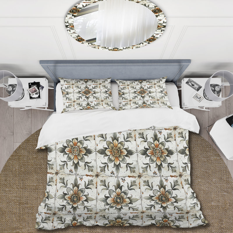 Ensemble de housse de couette Farmhouse Tiles, Housse de couette très grand + 2 taies décorativ