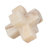 Decorative Marble Jack Sculpture for Tabletop Display - Modern Home Decor Cross Object for Bedroom, or Living Room Decoration - 4", White & Tan