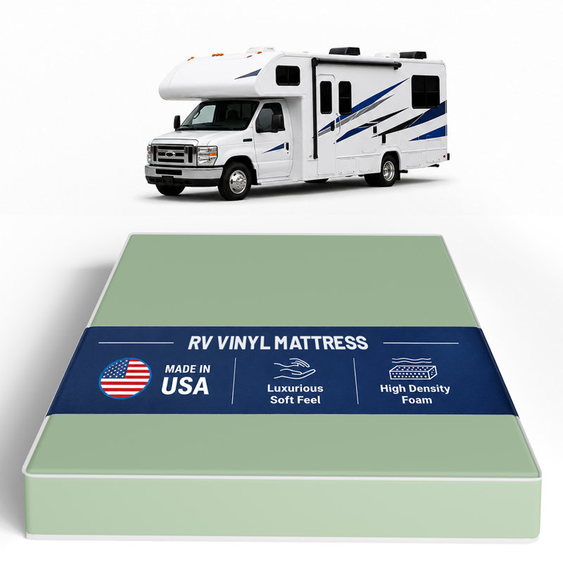 6-Inch High-Density Foam Vinyl RV Mattress Replacement, Medium Firm, Camper Vans, 75" X 36", 75" x 36", 6"