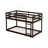 Solid Wooden , Solid Rubber Wooden Twin Over Twin Floor Bunk Bed With Ladder ,Upper And Bottom Bed Platforms Crafted With Strengthened Slats,Espresso