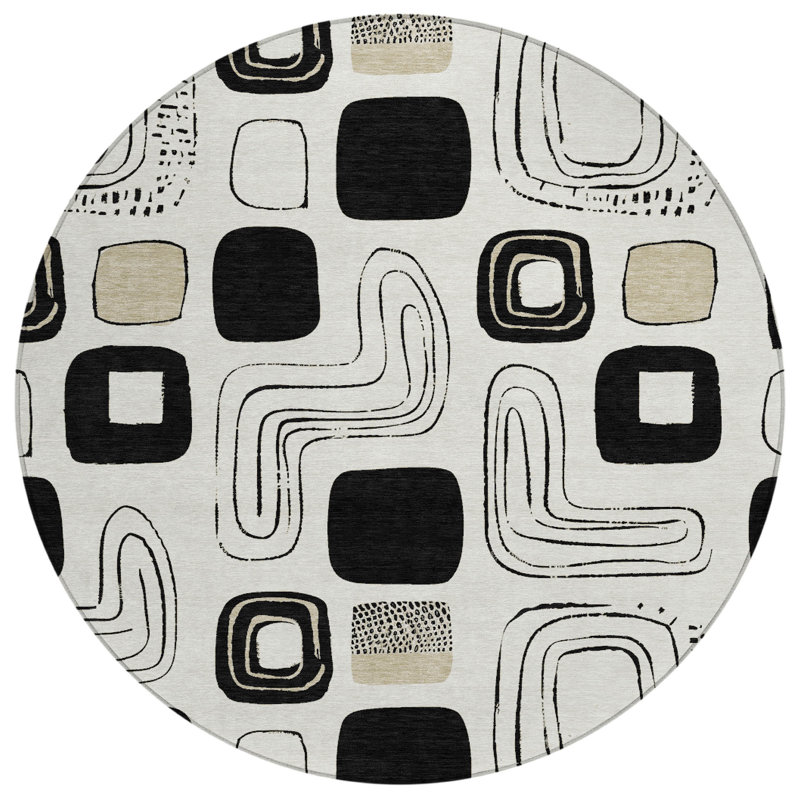 Aelira Ivory Washable Indoor-Outdoor Rug - LOOMLAN, 2'3" x 7'6"