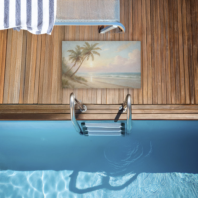 Paillasson Sunset View Beach Palms, imprimé par Kim Allen, 18 po x 30 po