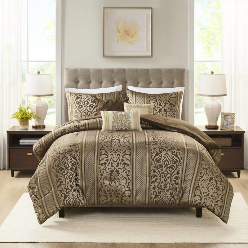 6 Piece Comforter With Throw Pillows For King/ King Bed - Material, Design, , , Machine Washable, , Filling Washable