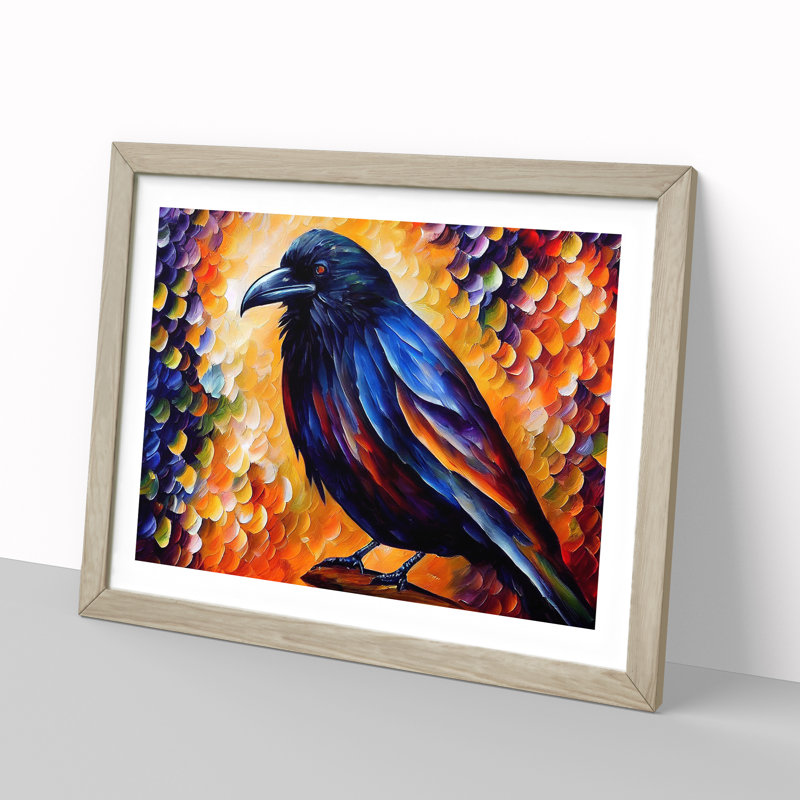Raven Bird Vol.5 Abstract - Single Picture Frame Print, 34cm H x 46cm W x 2cm D, Oak