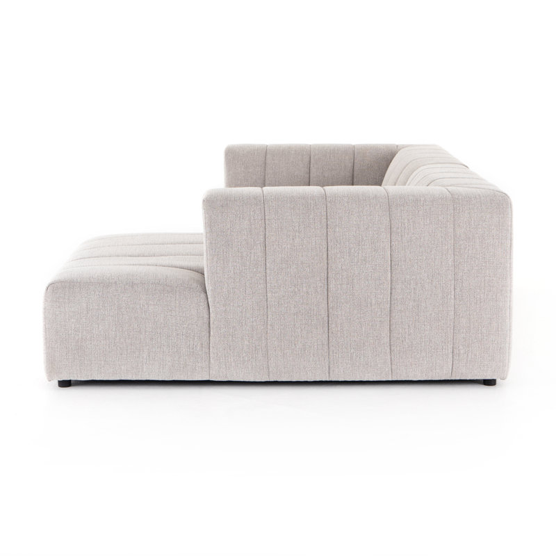 Grayson 88" Left Hand Facing Modular Sectional, Right Hand Facing, Gray Polyester