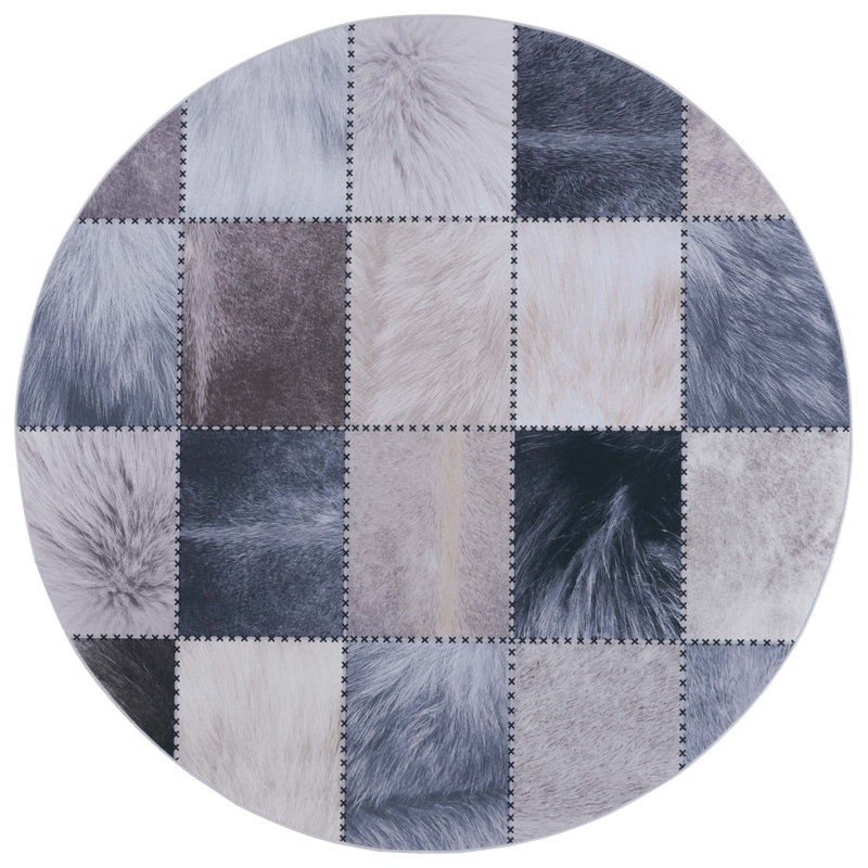 Faux Hide Performance Machine Washable Geometric Rug, Round 6'