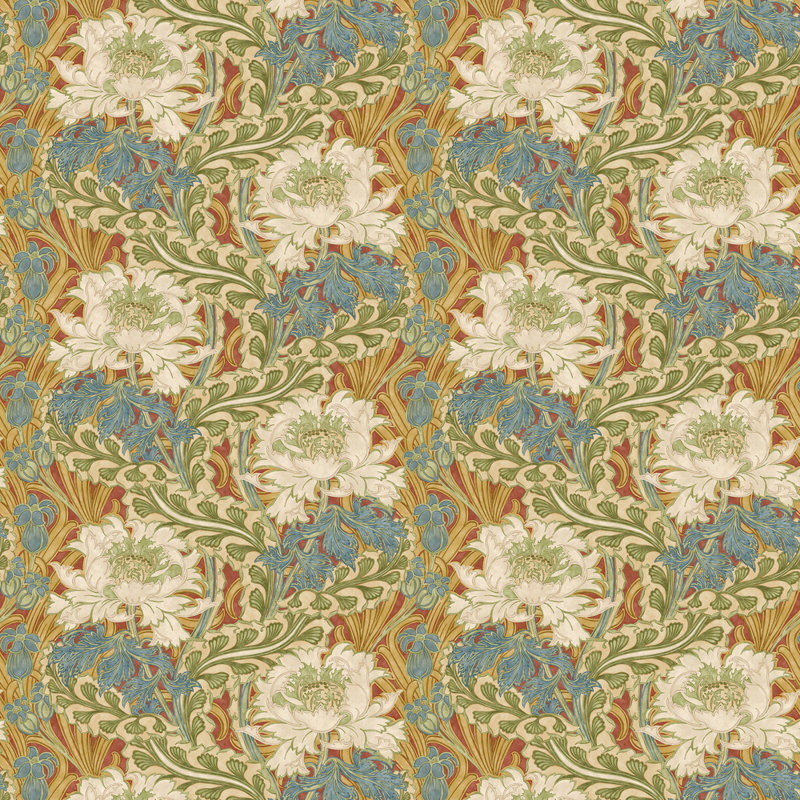 2'9" L x 27.58" W Wallpaper Roll, Red/Green