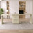 Modern L-shaped Desk With 3 Drawers And 360° Wood Rotating Desk