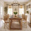 Wood Top Dining Table with Wood Base