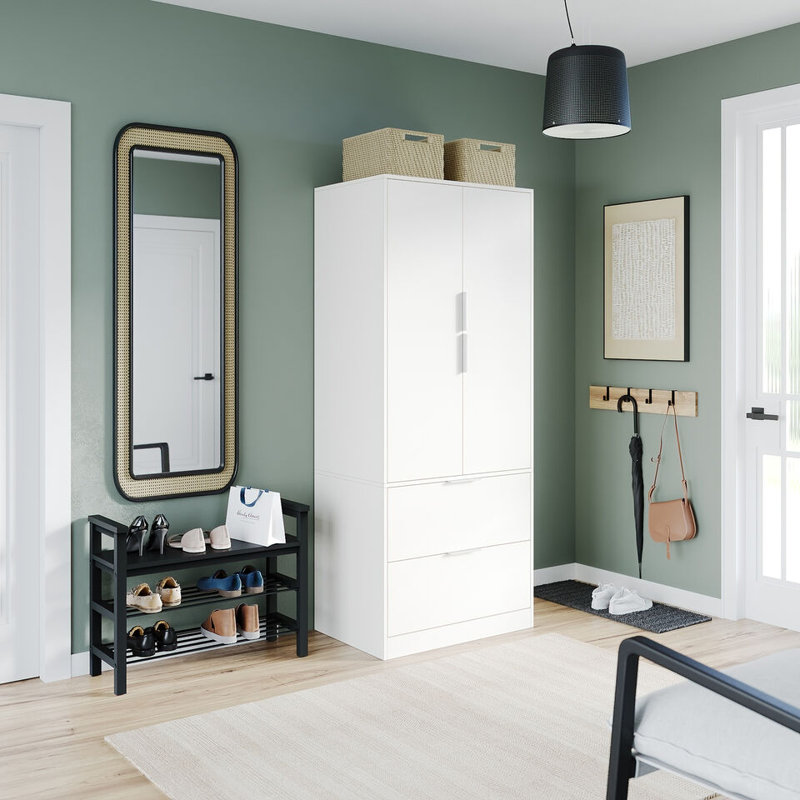 Sibby 2 Door Solid Wood Wardrobe, White