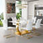 Ensembles de table de salle à manger en marbre moderne avec accents dorés, verre transformable et chaises ergonomiques pour une maison élégante-359367499-359367496-359367497