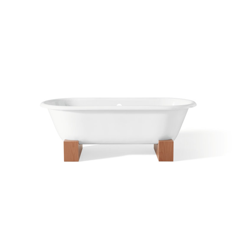 Regal 68'' L Soaking Bathtub, Dark Beech, White Interior with White Exterior